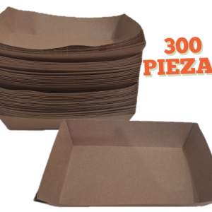 Charola Papel Kraft Plato Desechable 20x14cm 300pz