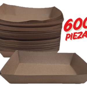 Charola Papel Kraft Plato Desechable 20x14cm 600pz